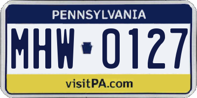 PA license plate MHW0127