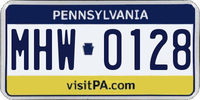 PA license plate MHW0128