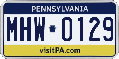 PA license plate MHW0129