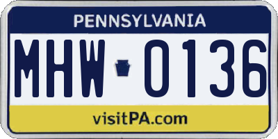 PA license plate MHW0136