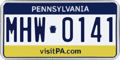 PA license plate MHW0141