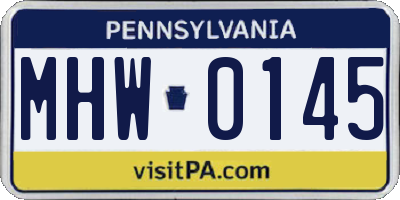 PA license plate MHW0145
