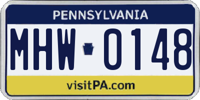 PA license plate MHW0148