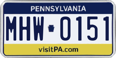 PA license plate MHW0151