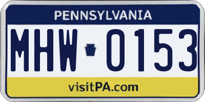 PA license plate MHW0153