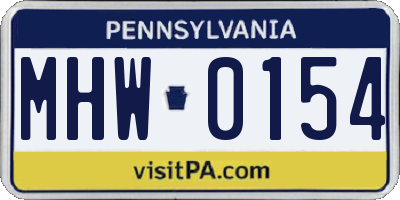 PA license plate MHW0154