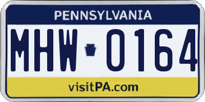 PA license plate MHW0164