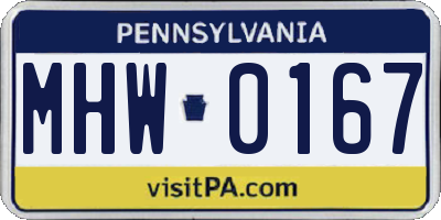 PA license plate MHW0167