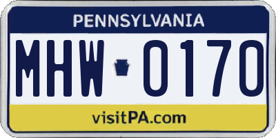 PA license plate MHW0170
