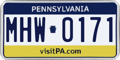 PA license plate MHW0171