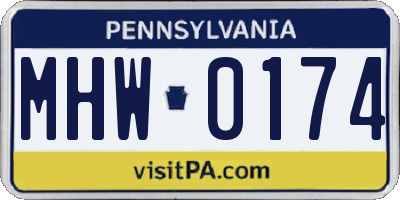 PA license plate MHW0174