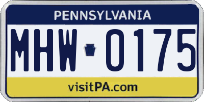 PA license plate MHW0175