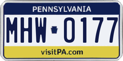 PA license plate MHW0177