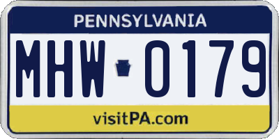 PA license plate MHW0179