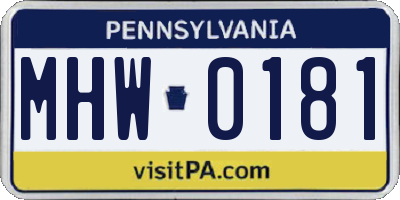 PA license plate MHW0181