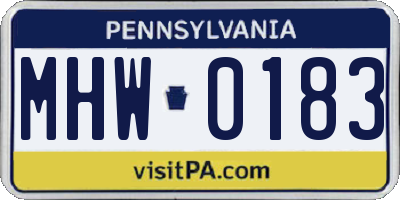 PA license plate MHW0183