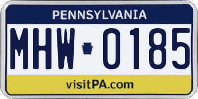 PA license plate MHW0185