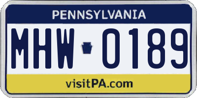 PA license plate MHW0189