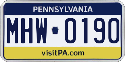 PA license plate MHW0190