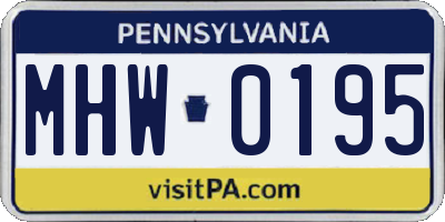 PA license plate MHW0195