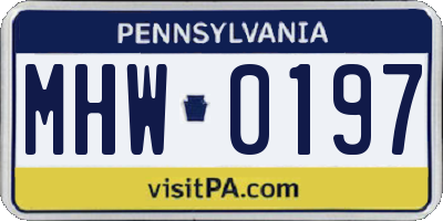 PA license plate MHW0197
