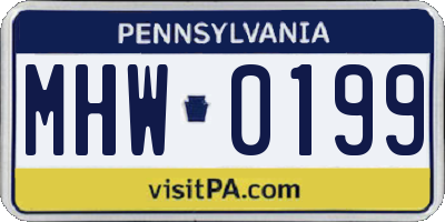 PA license plate MHW0199