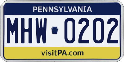 PA license plate MHW0202