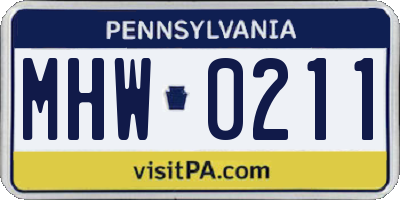PA license plate MHW0211