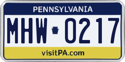 PA license plate MHW0217