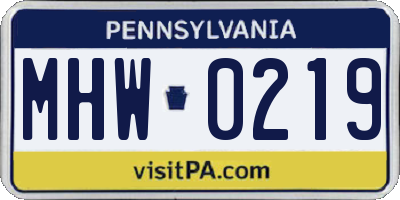 PA license plate MHW0219