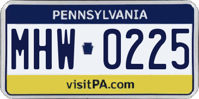 PA license plate MHW0225