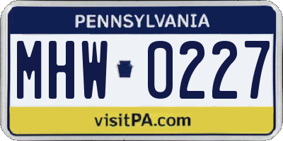PA license plate MHW0227