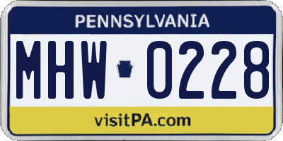 PA license plate MHW0228