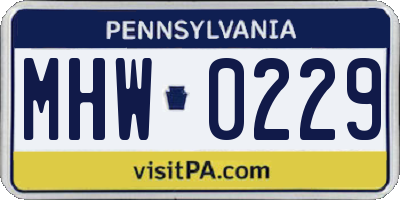 PA license plate MHW0229