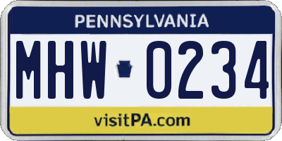 PA license plate MHW0234