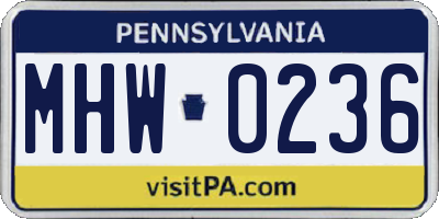 PA license plate MHW0236