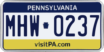 PA license plate MHW0237