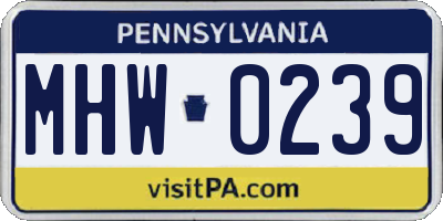 PA license plate MHW0239