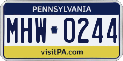 PA license plate MHW0244