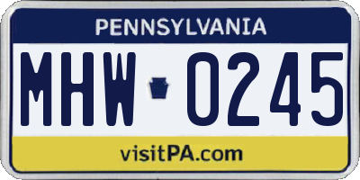 PA license plate MHW0245