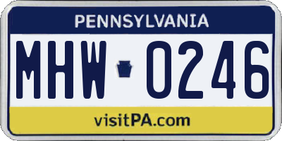 PA license plate MHW0246