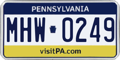 PA license plate MHW0249