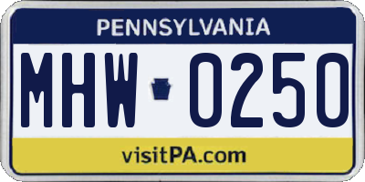 PA license plate MHW0250