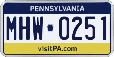 PA license plate MHW0251
