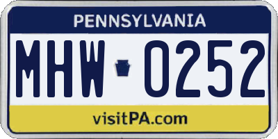 PA license plate MHW0252