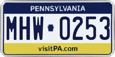PA license plate MHW0253