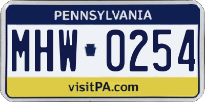 PA license plate MHW0254