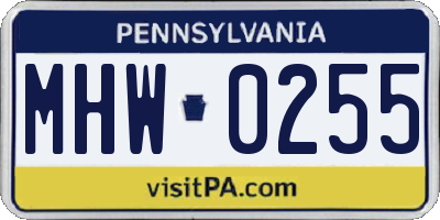 PA license plate MHW0255