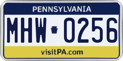 PA license plate MHW0256