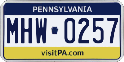 PA license plate MHW0257